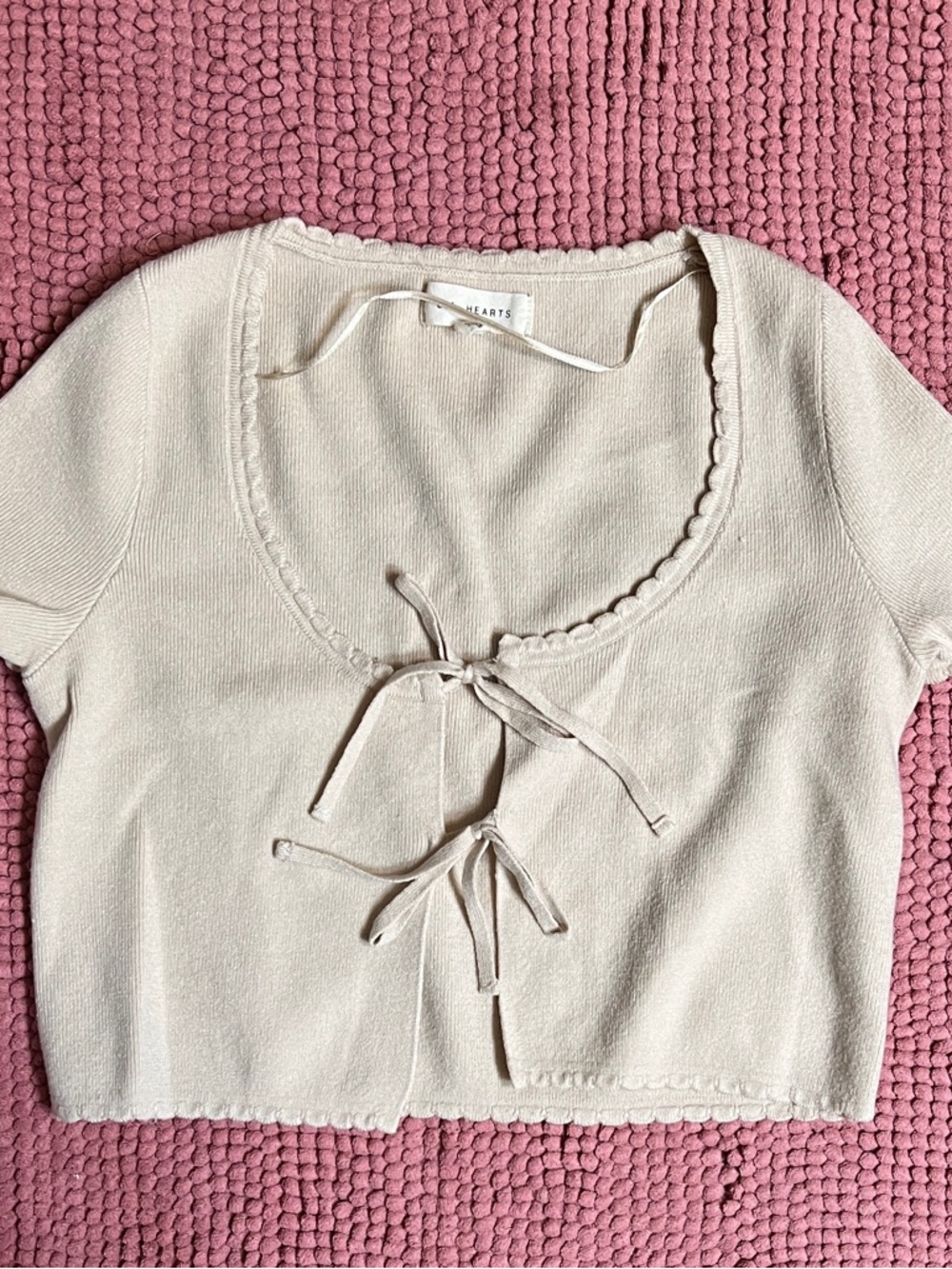 SOLD-Pacsun La Hearts Cream Crop Top with Tie Detail XS